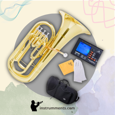 Mendini MEP-L Lacquer Brass B Flat Euphonium with Stainless Steel Pistons